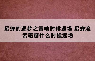 貂蝉的逐梦之音啥时候返场 貂蝉流云霜糖什么时候返场